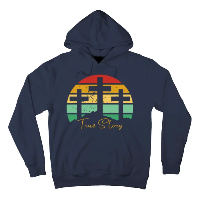 True Story Easter Cross Retro Sunset Hoodie