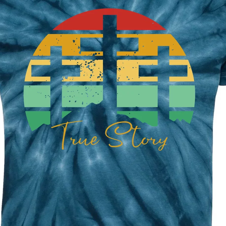 True Story Easter Cross Retro Sunset Kids Tie-Dye T-Shirt