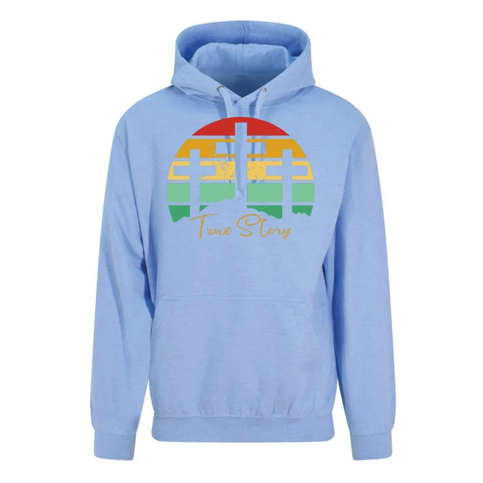 True Story Easter Cross Retro Sunset Unisex Surf Hoodie