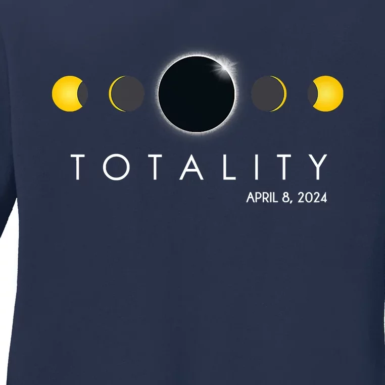 Total Solar Eclipse April 8 2024 Phases Totality Ladies Long Sleeve Shirt