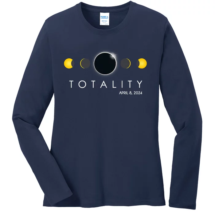 Total Solar Eclipse April 8 2024 Phases Totality Ladies Long Sleeve Shirt