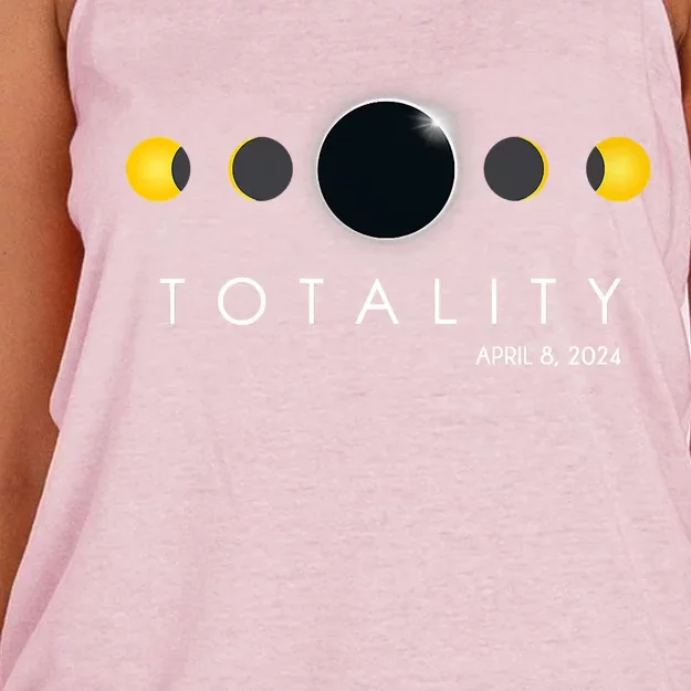 Total Solar Eclipse April 8 2024 Phases Totality Women's Knotted Racerback Tank