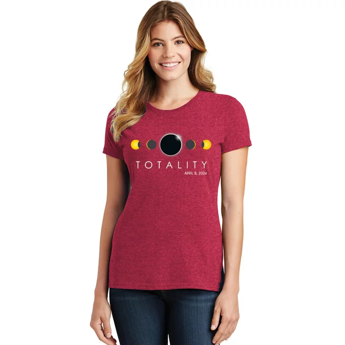 Total Solar Eclipse April 8 2024 Phases Totality Women's T-Shirt