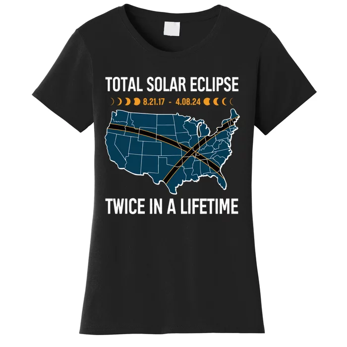 Total Solar Eclipse Twice In A Lifetime April 8 2024 Women's T-Shirt