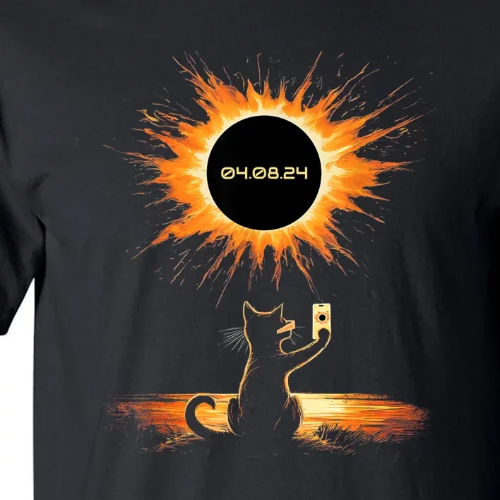 Total Solar Eclipse 2024 April 8 Cat America Totality Tall T-Shirt