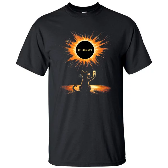 Total Solar Eclipse 2024 April 8 Cat America Totality Tall T-Shirt