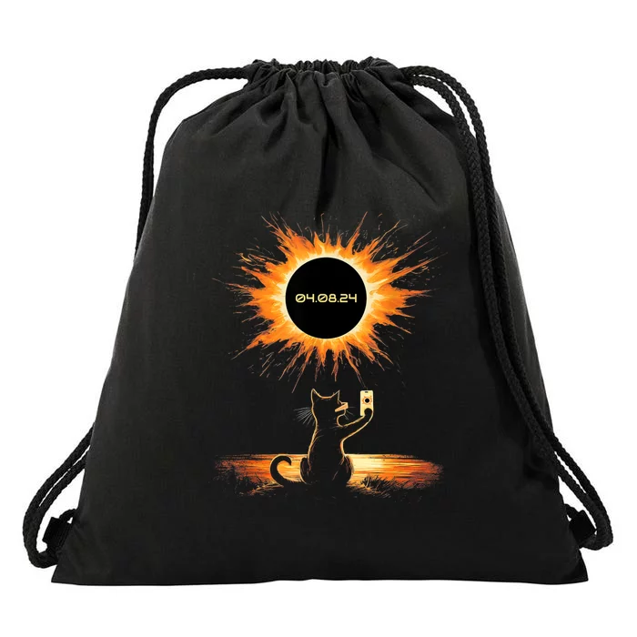 Total Solar Eclipse 2024 April 8 Cat America Totality Drawstring Bag