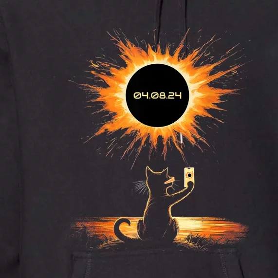 Total Solar Eclipse 2024 April 8 Cat America Totality Premium Hoodie