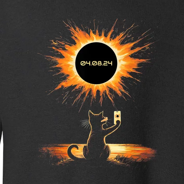 Total Solar Eclipse 2024 April 8 Cat America Totality Toddler Sweatshirt