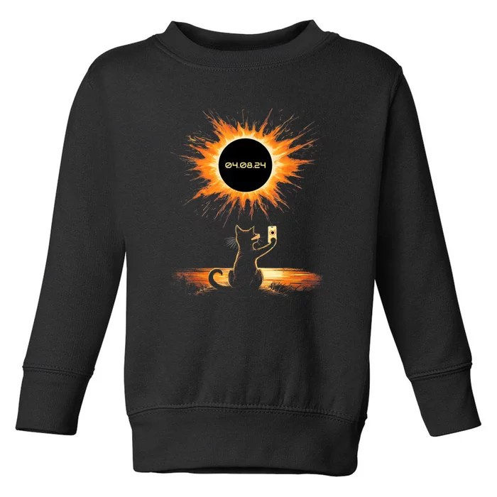 Total Solar Eclipse 2024 April 8 Cat America Totality Toddler Sweatshirt