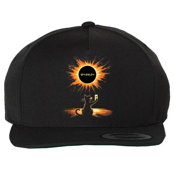 Total Solar Eclipse 2024 April 8 Cat America Totality Wool Snapback Cap