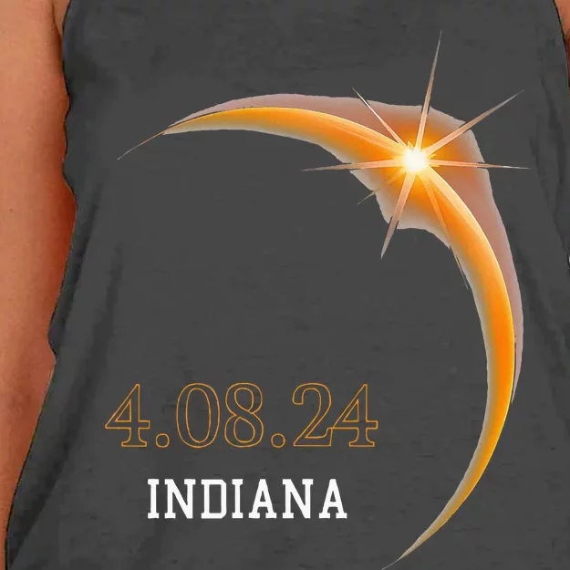 Total Solar Eclipse 2024 Indiana Totality Spring 4.08.24 Women's Knotted Racerback Tank