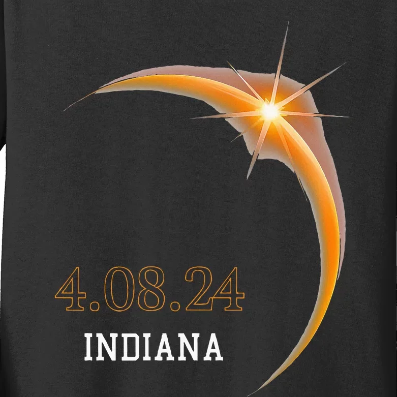 Total Solar Eclipse 2024 Indiana Totality Spring 4.08.24 Kids Long Sleeve Shirt