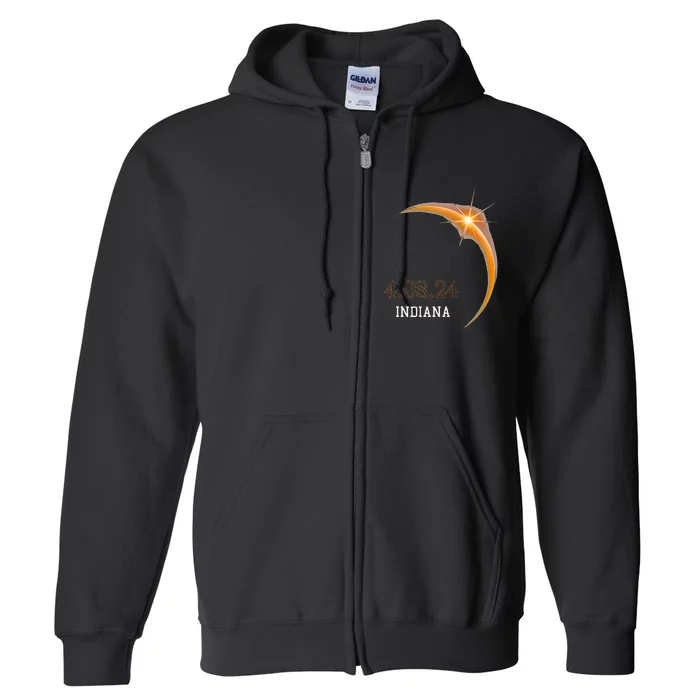 Total Solar Eclipse 2024 Indiana Totality Spring 4.08.24 Full Zip Hoodie