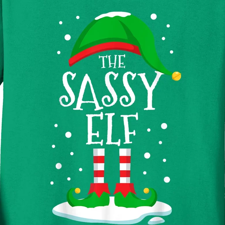 The Sassy Elf Christmas Family Matching Xmas Group Funny Kids Long Sleeve Shirt