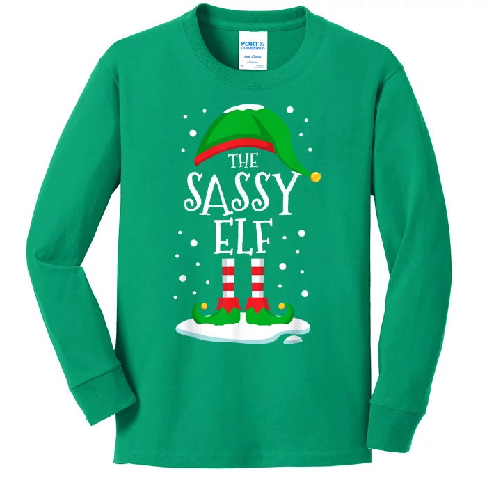 The Sassy Elf Christmas Family Matching Xmas Group Funny Kids Long Sleeve Shirt