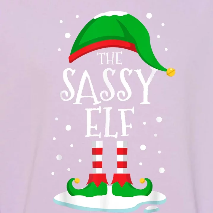 The Sassy Elf Christmas Family Matching Xmas Group Funny Garment-Dyed Sweatshirt