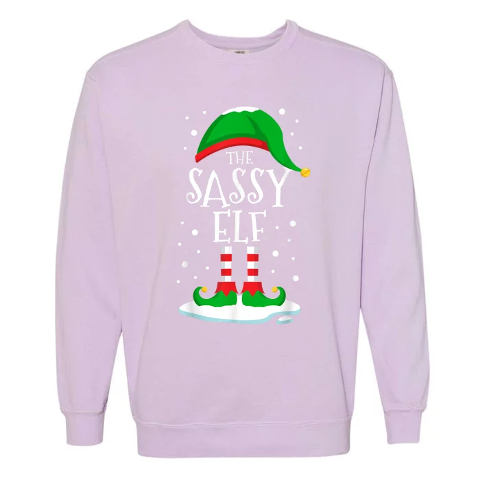 The Sassy Elf Christmas Family Matching Xmas Group Funny Garment-Dyed Sweatshirt