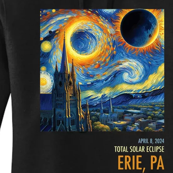 Total Solar Eclipse 2024 Erie Women's Pullover Hoodie