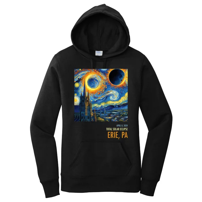 Total Solar Eclipse 2024 Erie Women's Pullover Hoodie