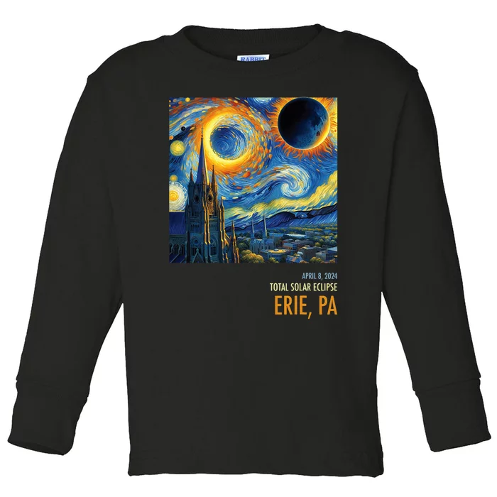 Total Solar Eclipse 2024 Erie Toddler Long Sleeve Shirt