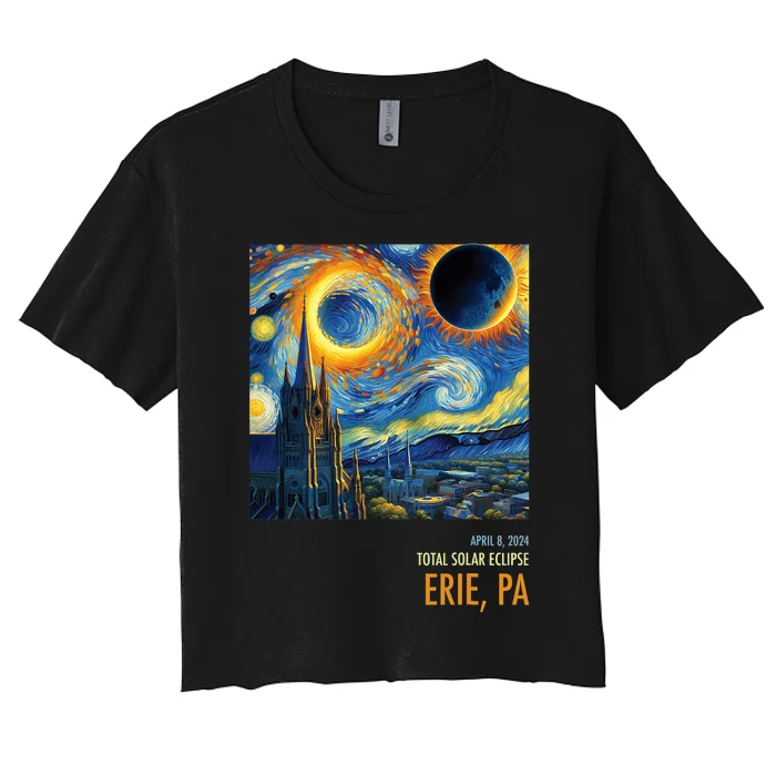 Total Solar Eclipse 2024 Erie Women's Crop Top Tee