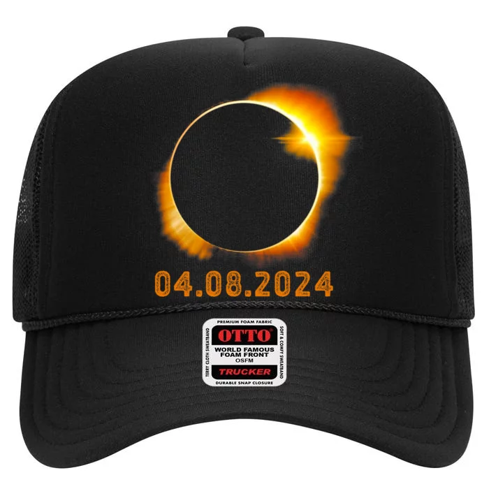 Total Solar Eclipse April 8 2024 Trending Design High Crown Mesh Trucker Hat