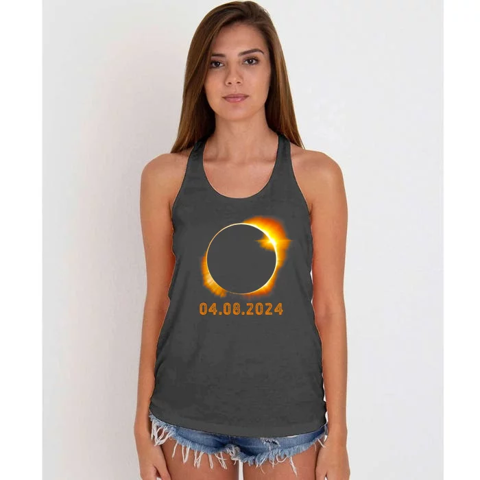 Total Solar Eclipse April 8 2024 Trending Design Women's Knotted Racerback Tank