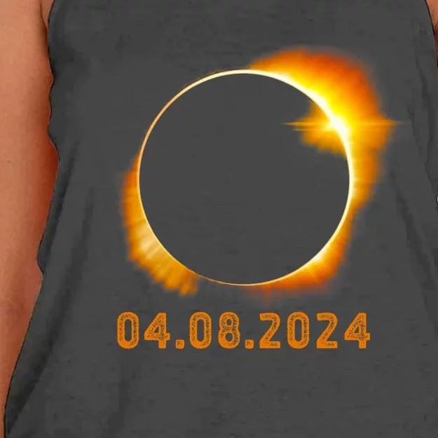 Total Solar Eclipse April 8 2024 Trending Design Women's Knotted Racerback Tank