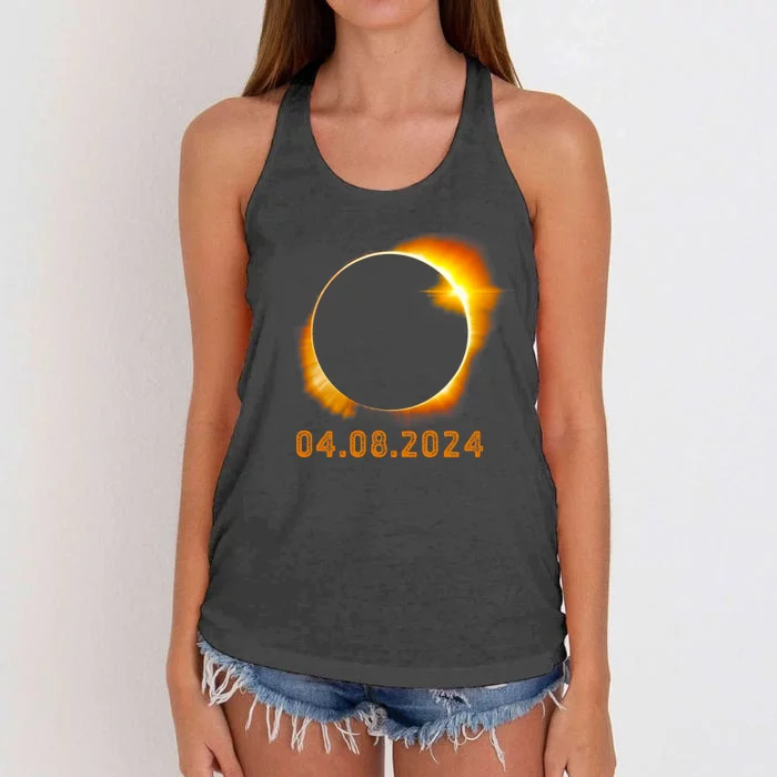 Total Solar Eclipse April 8 2024 Trending Design Women's Knotted Racerback Tank