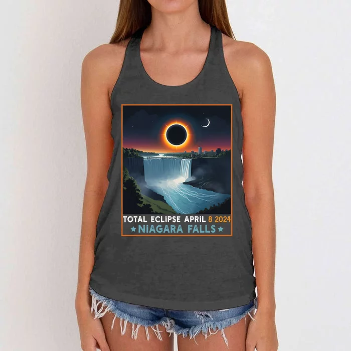 Total Solar Eclipse April 8th 2024 Niagara Falls New York Women's Knotted Racerback Tank