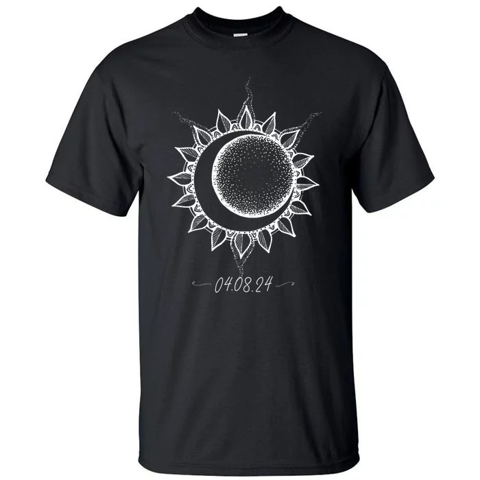 Total Solar Eclipse April 8 2024 Sun Moon Boho Eclipse Tall T-Shirt