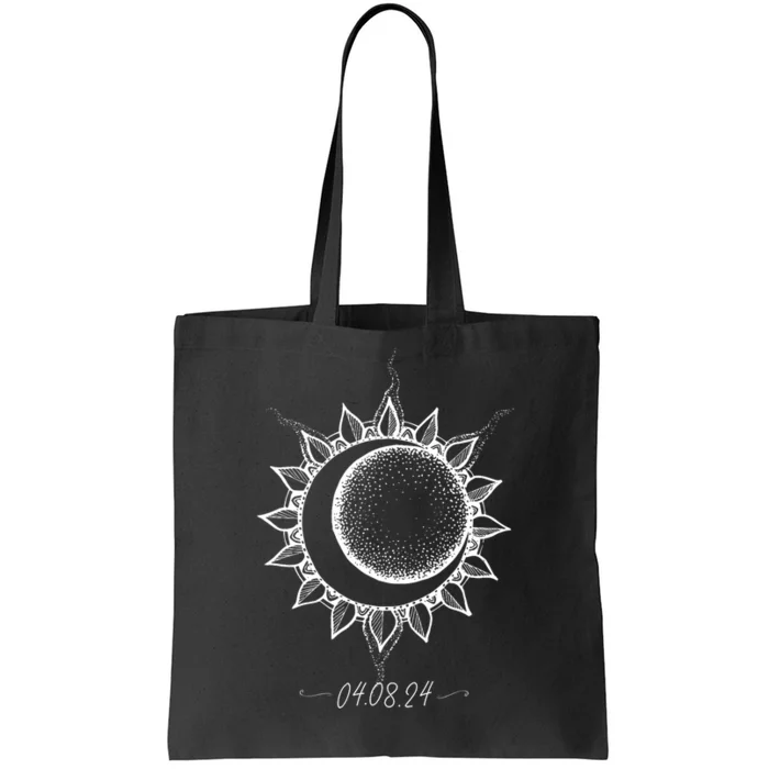 Total Solar Eclipse April 8 2024 Sun Moon Boho Eclipse Tote Bag