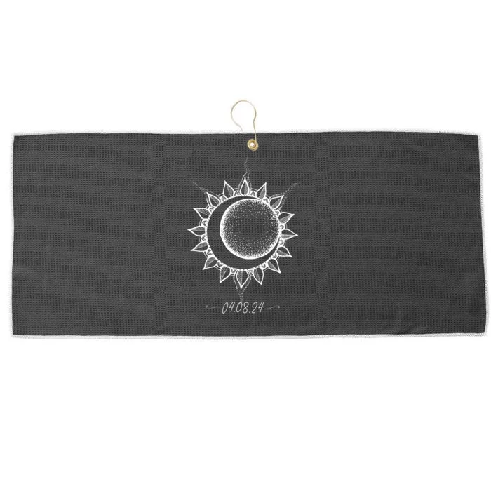 Total Solar Eclipse April 8 2024 Sun Moon Boho Eclipse Large Microfiber Waffle Golf Towel