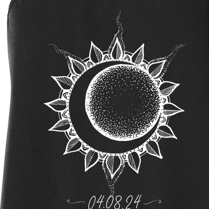 Total Solar Eclipse April 8 2024 Sun Moon Boho Eclipse Women's Racerback Tank