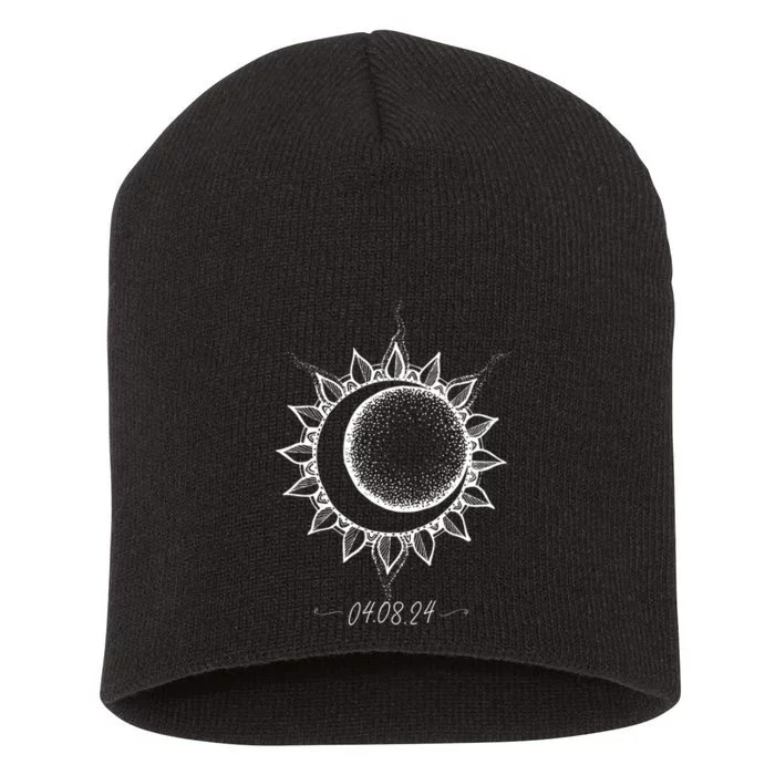 Total Solar Eclipse April 8 2024 Sun Moon Boho Eclipse Short Acrylic Beanie