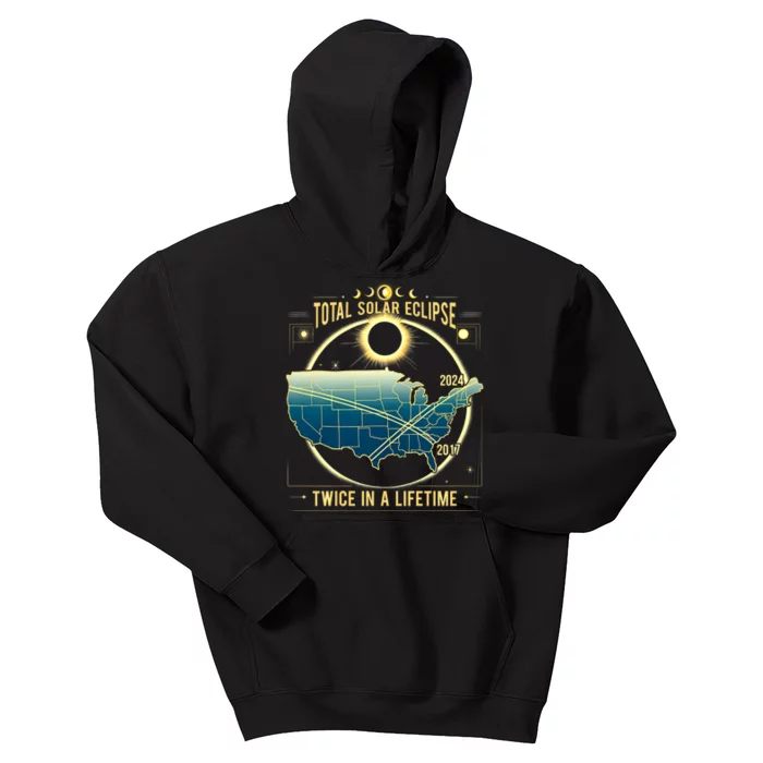 Total Solar Eclipse Twice In A Lifetime 2024 Kids Hoodie