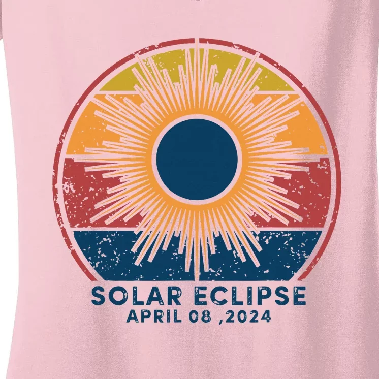 Total Solar Eclipse April 8 2024 Women's V-Neck T-Shirt