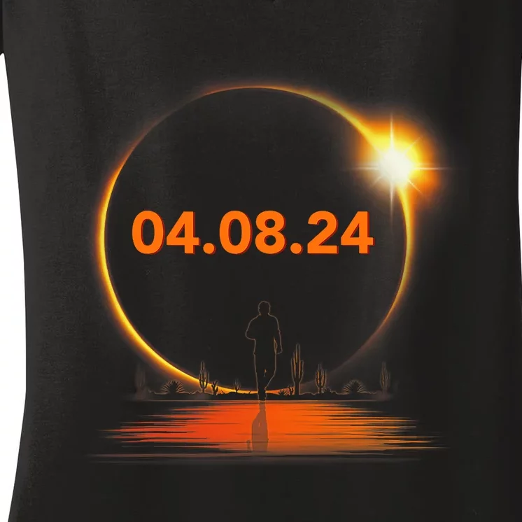 Total Solar Eclipse 2024 USA April 8 2024 Women's V-Neck T-Shirt