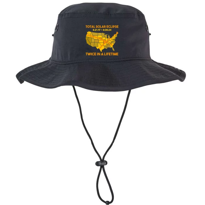 Total Solar Eclipse Twice In A Lifetime 2017 2024 April 8 2024 Usa Map Legacy Cool Fit Booney Bucket Hat