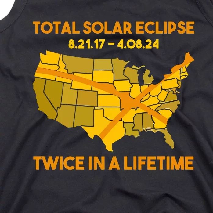 Total Solar Eclipse Twice In A Lifetime 2017 2024 April 8 2024 Usa Map Tank Top