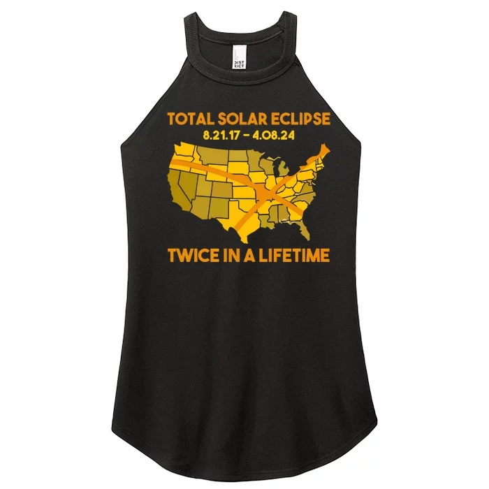 Total Solar Eclipse Twice In A Lifetime 2017 2024 April 8 2024 Usa Map Women’s Perfect Tri Rocker Tank