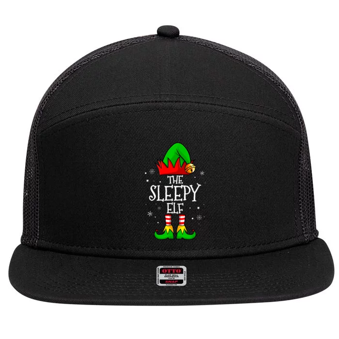 The Sleepy Elf Christmas Family Matching Xmas 7 Panel Mesh Trucker Snapback Hat