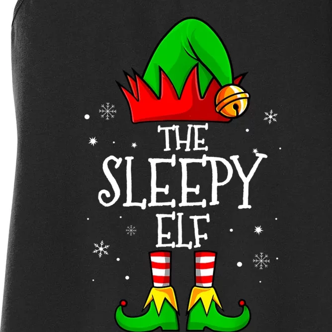 The Sleepy Elf Christmas Family Matching Xmas Women's Racerback Tank