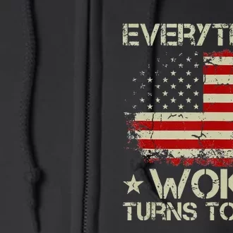 Trump Supporter Everything Woke Turns To Shit Political Full Zip Hoodie