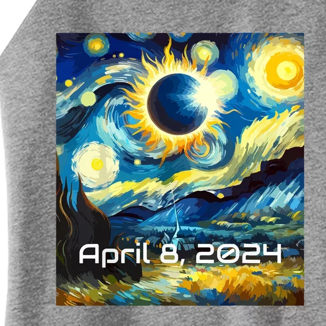 Total Solar Eclipse 2024 Starry Night Painting Van Gogh Women’s Perfect Tri Rocker Tank