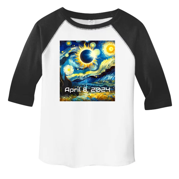 Total Solar Eclipse 2024 Starry Night Painting Van Gogh Toddler Fine Jersey T-Shirt