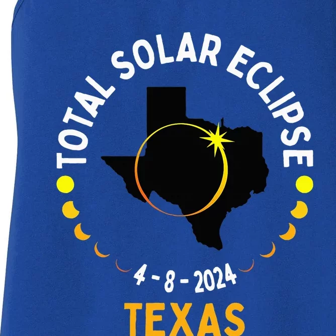 Texas Solar Eclipse 2024 Party Total Usa Map Totality Women's Racerback Tank