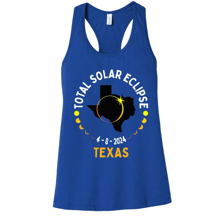 Texas Solar Eclipse 2024 Party Total Usa Map Totality Women's Racerback Tank