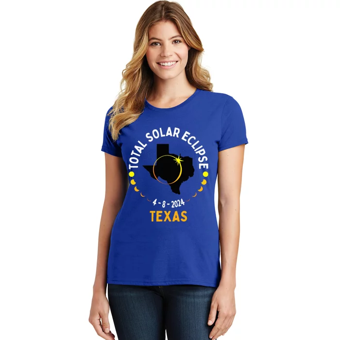 Texas Solar Eclipse 2024 Party Total Usa Map Totality Women's T-Shirt